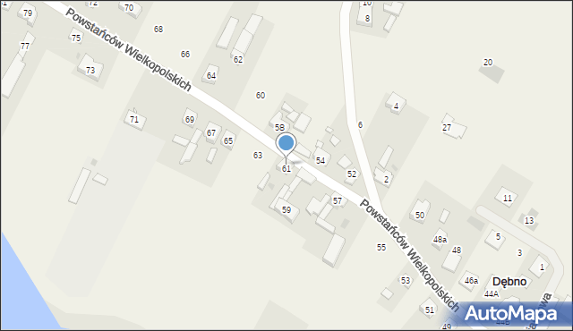 Dębno, Powstańców Wielkopolskich, 61, mapa Dębno