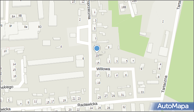 Dębno, Poprzeczna, 13, mapa Dębno