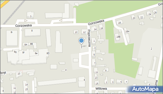 Dębno, Poprzeczna, 2, mapa Dębno