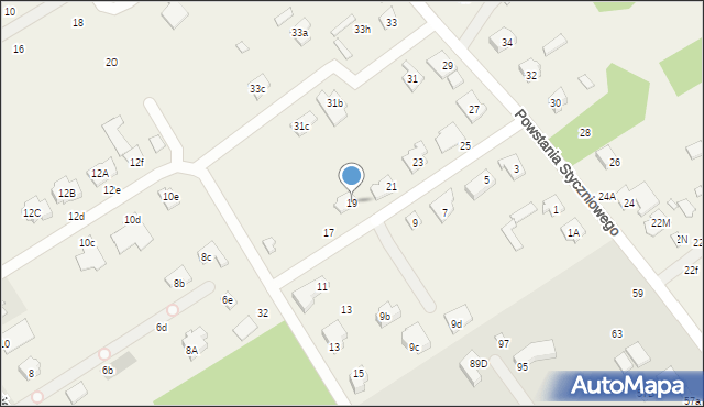 Długa Kościelna, Powstania Styczniowego, 19, mapa Długa Kościelna