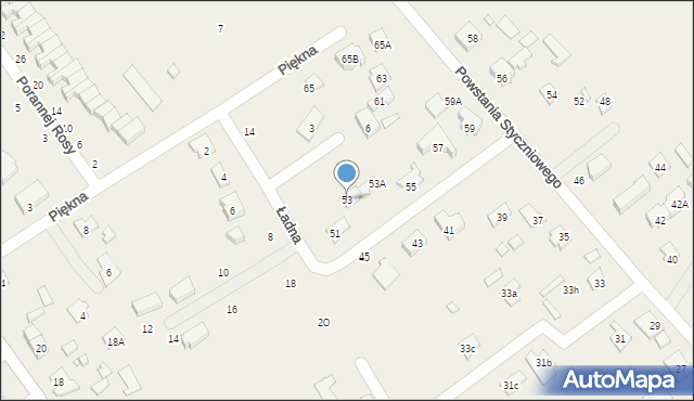 Długa Kościelna, Powstania Styczniowego, 53, mapa Długa Kościelna