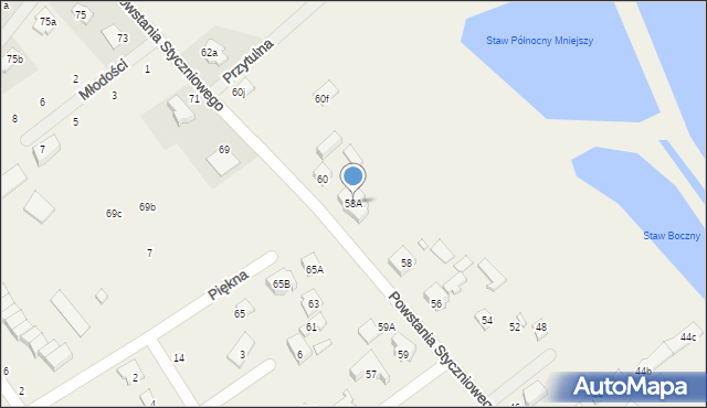 Długa Kościelna, Powstania Styczniowego, 58A, mapa Długa Kościelna