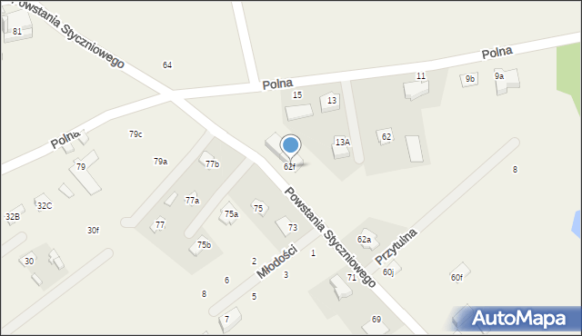 Długa Kościelna, Powstania Styczniowego, 62f, mapa Długa Kościelna