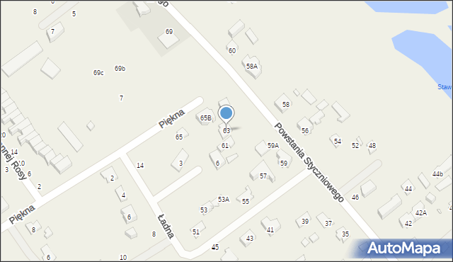 Długa Kościelna, Powstania Styczniowego, 63, mapa Długa Kościelna