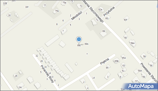 Długa Kościelna, Powstania Styczniowego, 69c, mapa Długa Kościelna