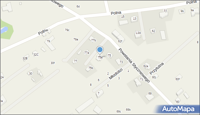 Długa Kościelna, Powstania Styczniowego, 75a, mapa Długa Kościelna