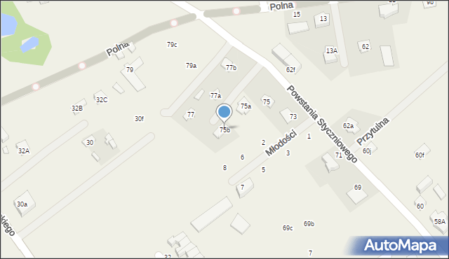 Długa Kościelna, Powstania Styczniowego, 75b, mapa Długa Kościelna