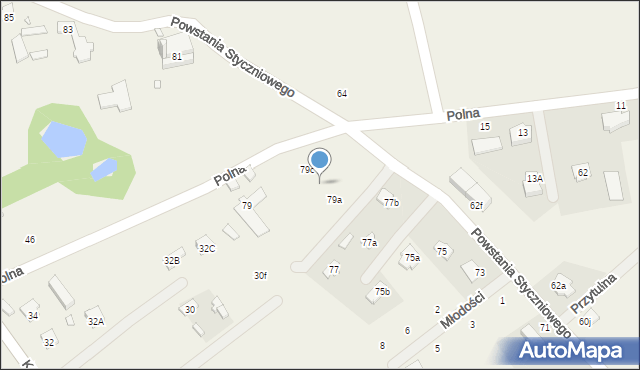 Długa Kościelna, Powstania Styczniowego, 79b, mapa Długa Kościelna