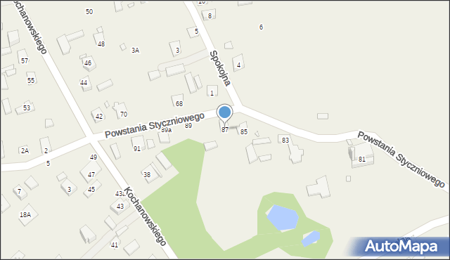 Długa Kościelna, Powstania Styczniowego, 87, mapa Długa Kościelna