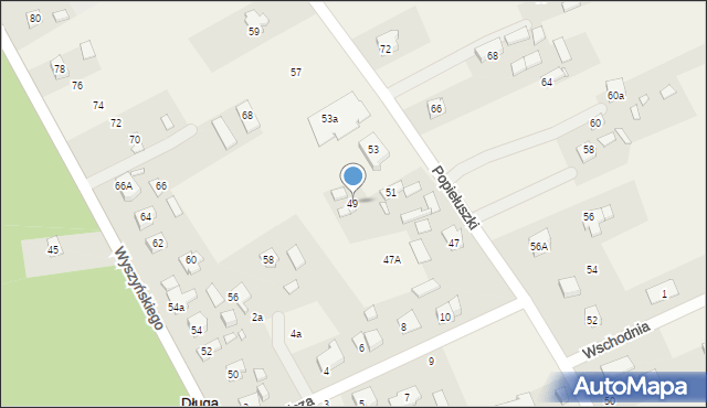 Długa Szlachecka, Popiełuszki Jerzego, bł. ks., 49, mapa Długa Szlachecka