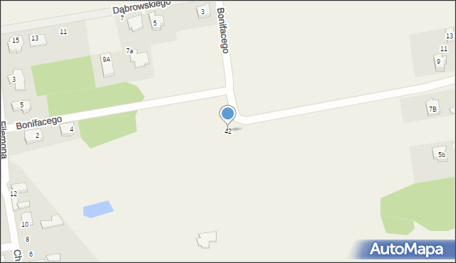 Długa Szlachecka, Poprzeczna, 42, mapa Długa Szlachecka