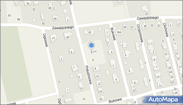 Długołęka, Południowa, 4, mapa Długołęka