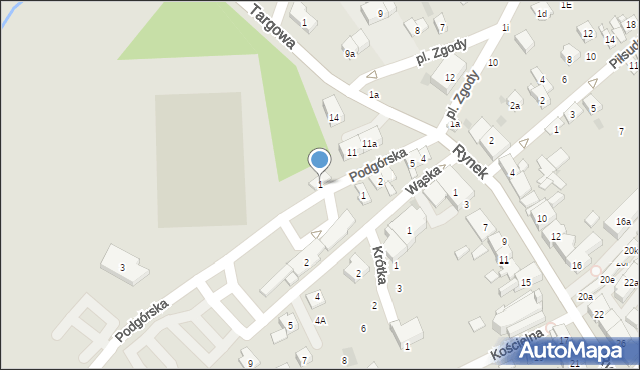 Dobczyce, Podgórska, 1, mapa Dobczyce