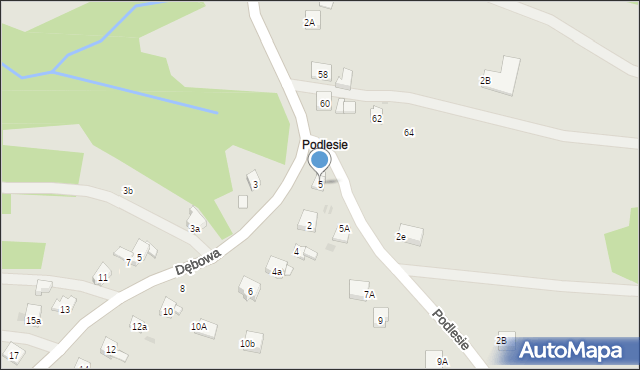 Dobczyce, Podlesie, 5, mapa Dobczyce