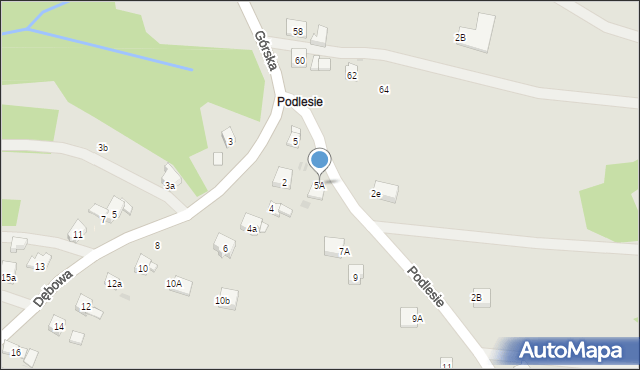 Dobczyce, Podlesie, 5A, mapa Dobczyce
