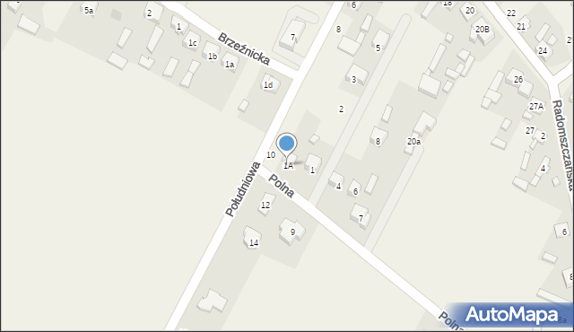 Dobryszyce, Polna, 1A, mapa Dobryszyce