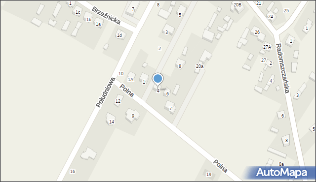 Dobryszyce, Polna, 4, mapa Dobryszyce