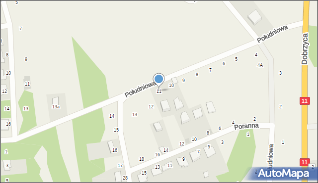 Dobrzyca, Południowa, 11, mapa Dobrzyca