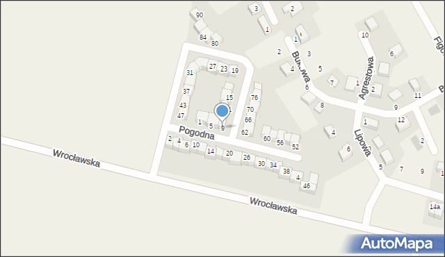 Dobrzykowice, Pogodna, 9, mapa Dobrzykowice
