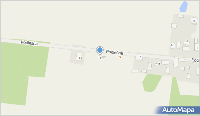 Dobrzyniewo Duże, Podleśna, 11, mapa Dobrzyniewo Duże