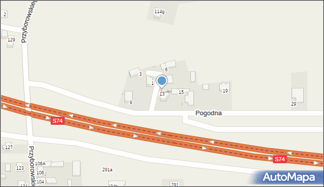 Domaszowice, Pogodna, 13, mapa Domaszowice