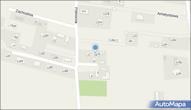 Dominów, Północna, 14, mapa Dominów