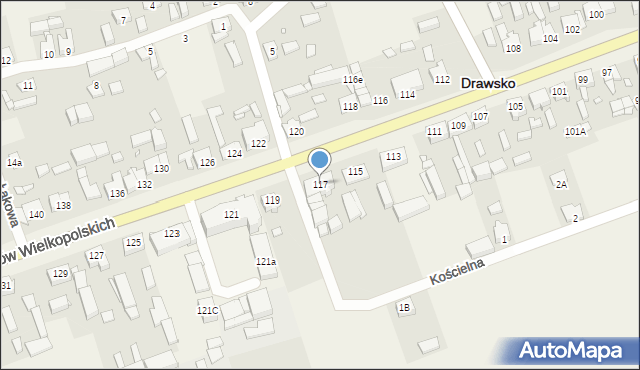 Drawsko, Powstańców Wielkopolskich, 117, mapa Drawsko