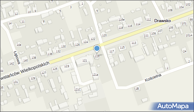 Drawsko, Powstańców Wielkopolskich, 119, mapa Drawsko
