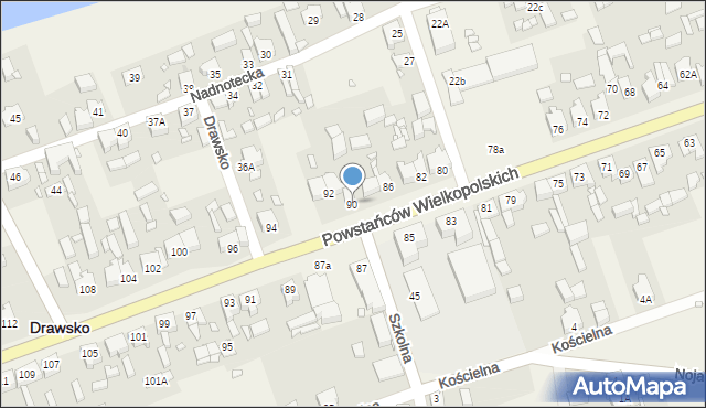 Drawsko, Powstańców Wielkopolskich, 90, mapa Drawsko