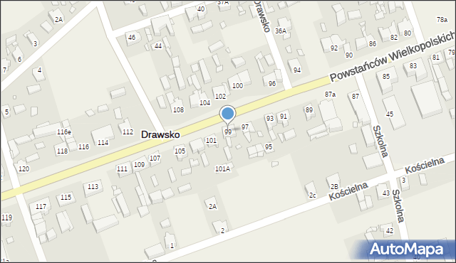 Drawsko, Powstańców Wielkopolskich, 99, mapa Drawsko