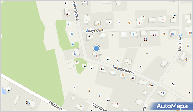 Droszków, Poziomkowa, 1, mapa Droszków