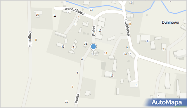 Duninowo, Polna, 3, mapa Duninowo