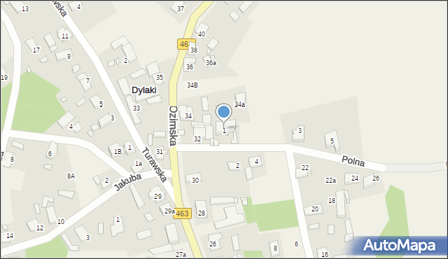 Dylaki, Polna, 1, mapa Dylaki