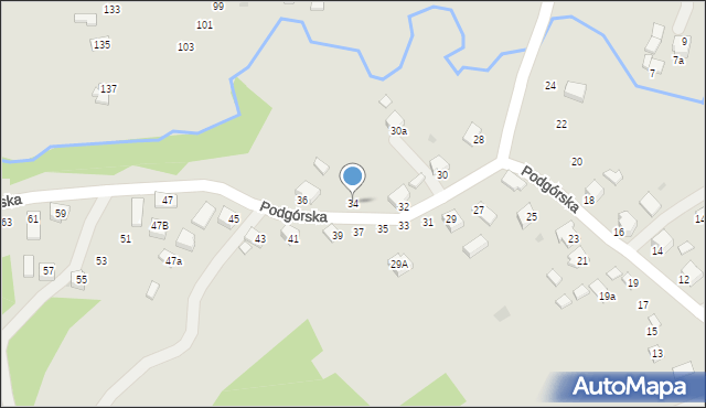 Dynów, Podgórska, 34, mapa Dynów
