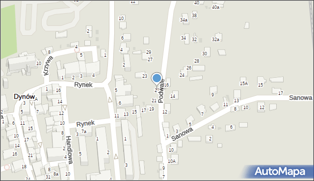 Dynów, Podwale, 23, mapa Dynów