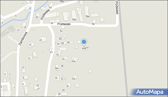 Dynów, Podwale, 44A, mapa Dynów