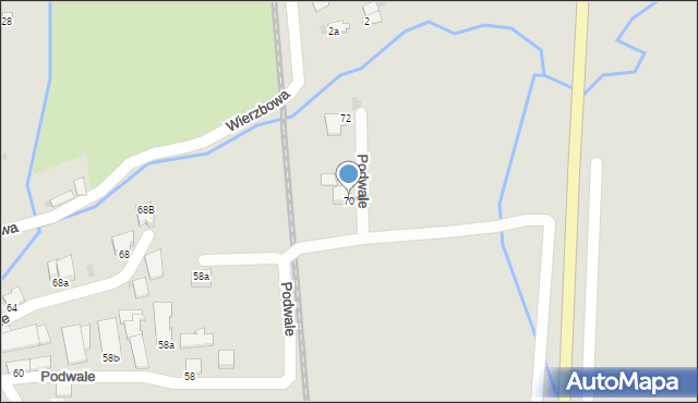 Dynów, Podwale, 70, mapa Dynów