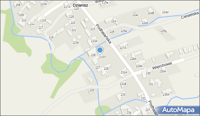 Dzianisz, Podhalańska, 279, mapa Dzianisz