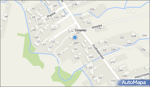 Dzianisz, Podhalańska, 301, mapa Dzianisz