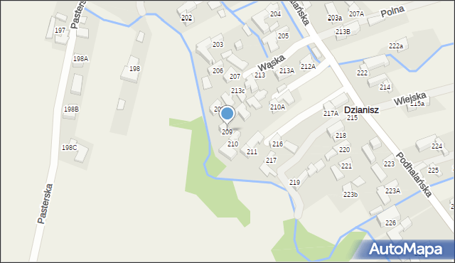 Dzianisz, Podhalańska, 317, mapa Dzianisz