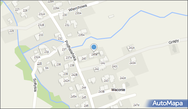 Dzianisz, Podhalańska, 322, mapa Dzianisz