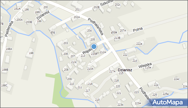 Dzianisz, Podhalańska, 327, mapa Dzianisz