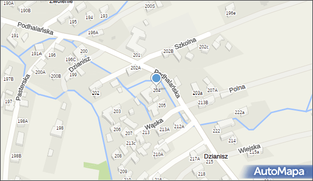 Dzianisz, Podhalańska, 331, mapa Dzianisz