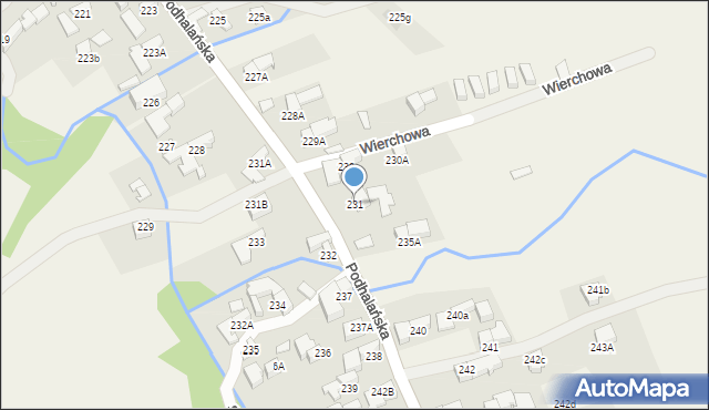 Dzianisz, Podhalańska, 332, mapa Dzianisz