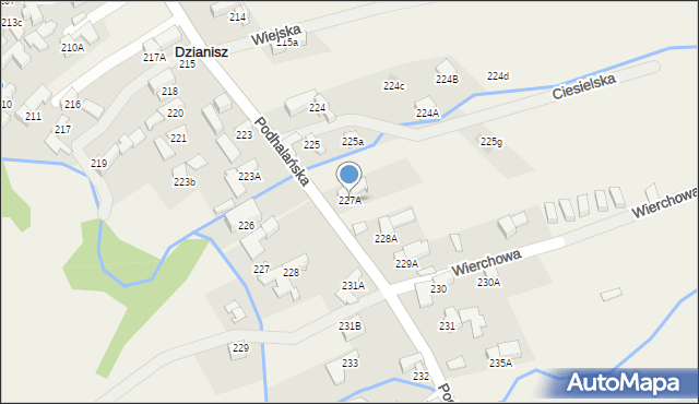 Dzianisz, Podhalańska, 342, mapa Dzianisz