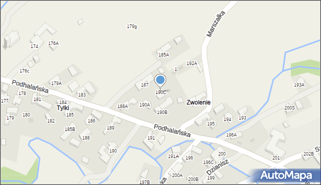 Dzianisz, Podhalańska, 386, mapa Dzianisz