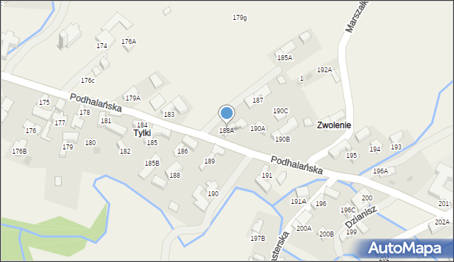 Dzianisz, Podhalańska, 392, mapa Dzianisz