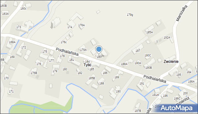 Dzianisz, Podhalańska, 406, mapa Dzianisz