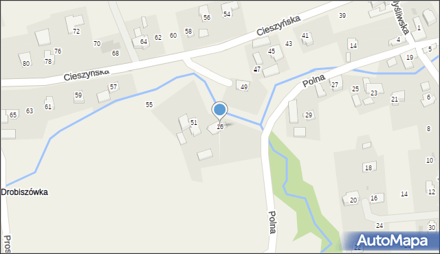 Dzięgielów, Polna, 16, mapa Dzięgielów