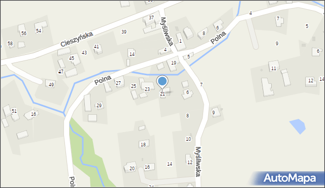 Dzięgielów, Polna, 21, mapa Dzięgielów
